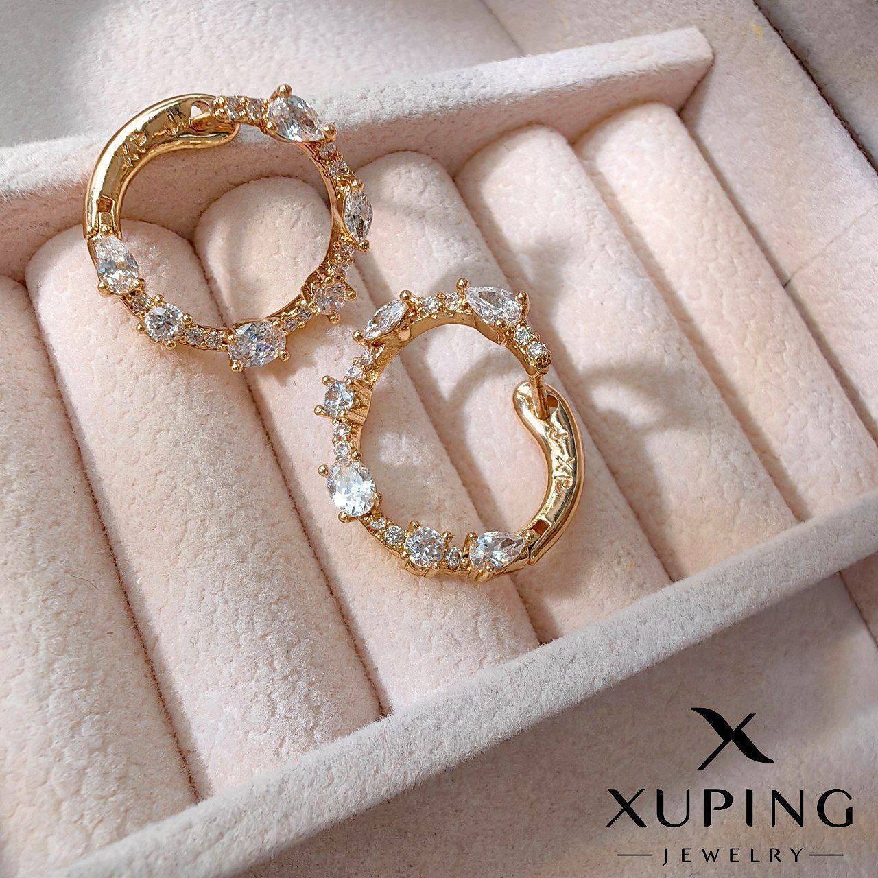 گوشواره حلقه ای نگین دار ژوپینگ