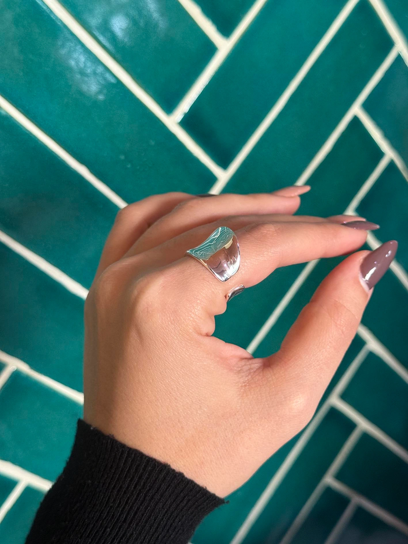 انگشتر استیل آبکاری نقره - Thumbnail 2